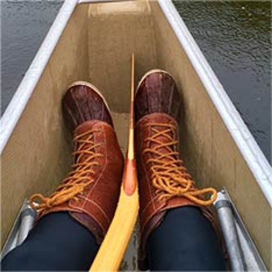 L.L.Bean Boots in a canoe