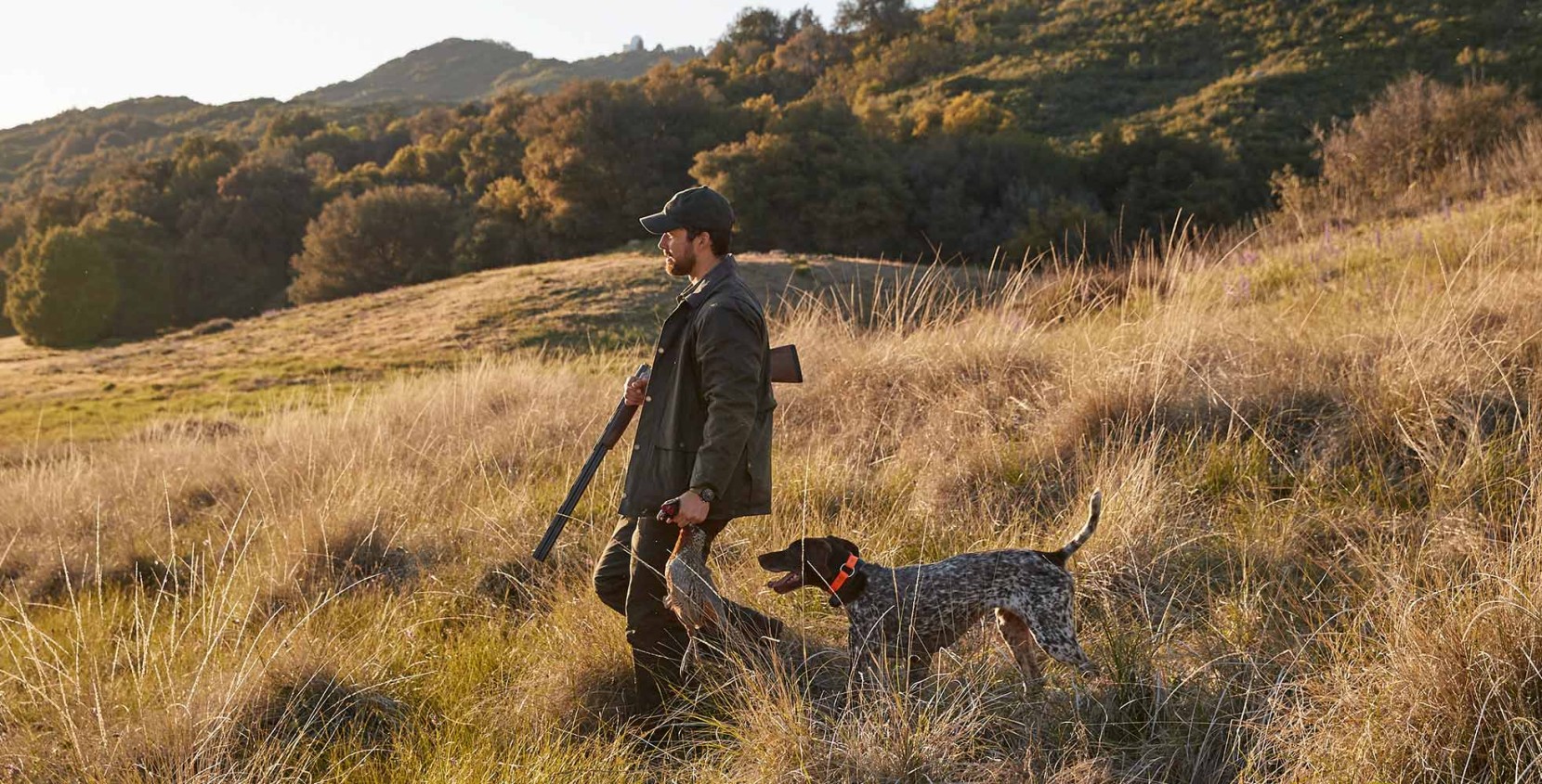 Man and Dog out hunting.