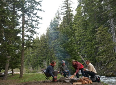 Photo of a group of people camping