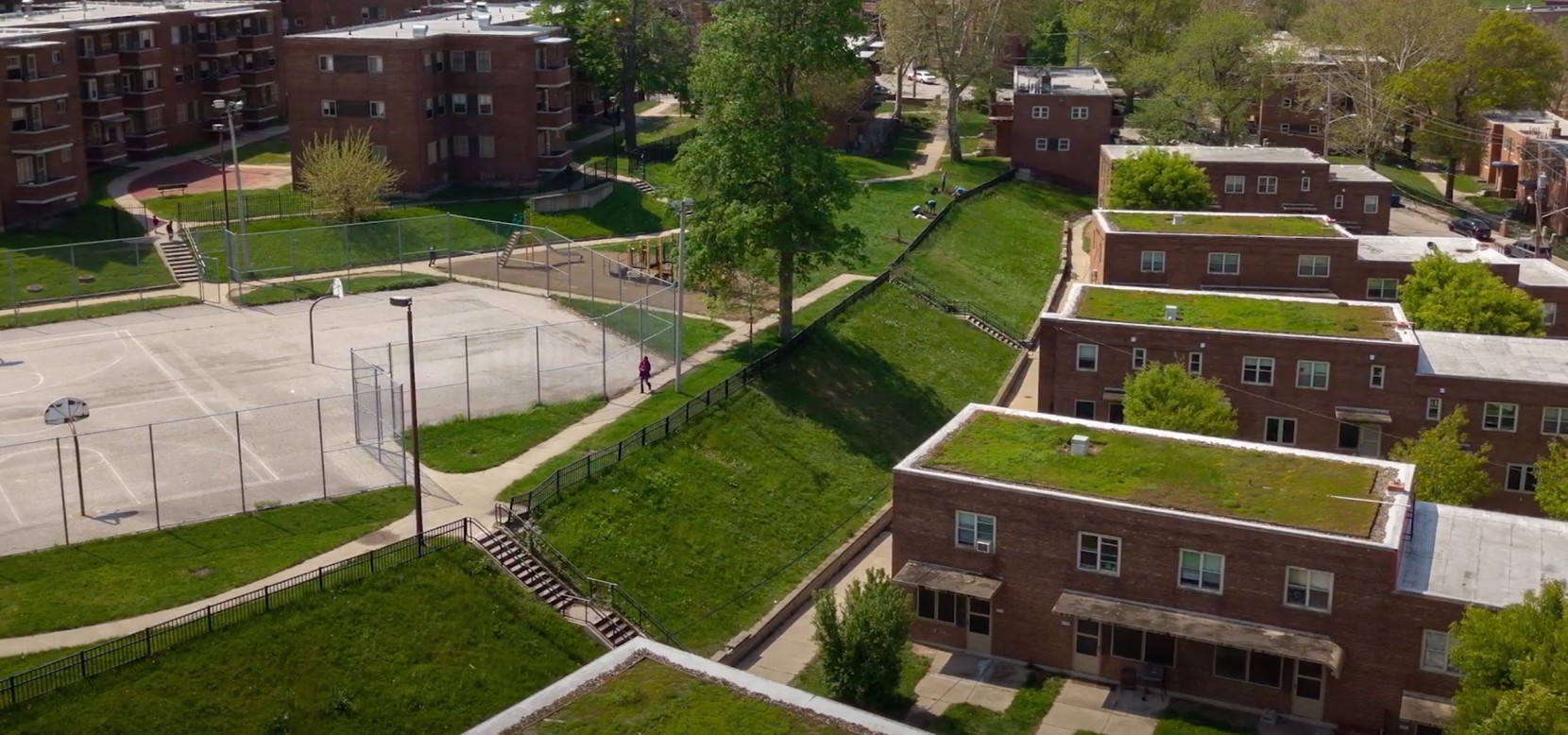 Overhead view of Lakeview Terrace, Cleveland's oldest housing facility.