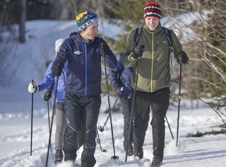 Family cross-country skiing.
