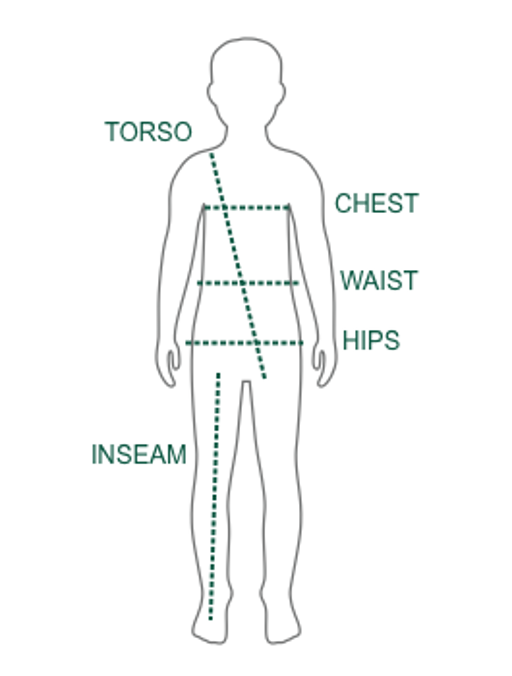 kids' size chart graphic