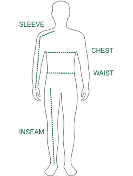 Men's size chart graphic