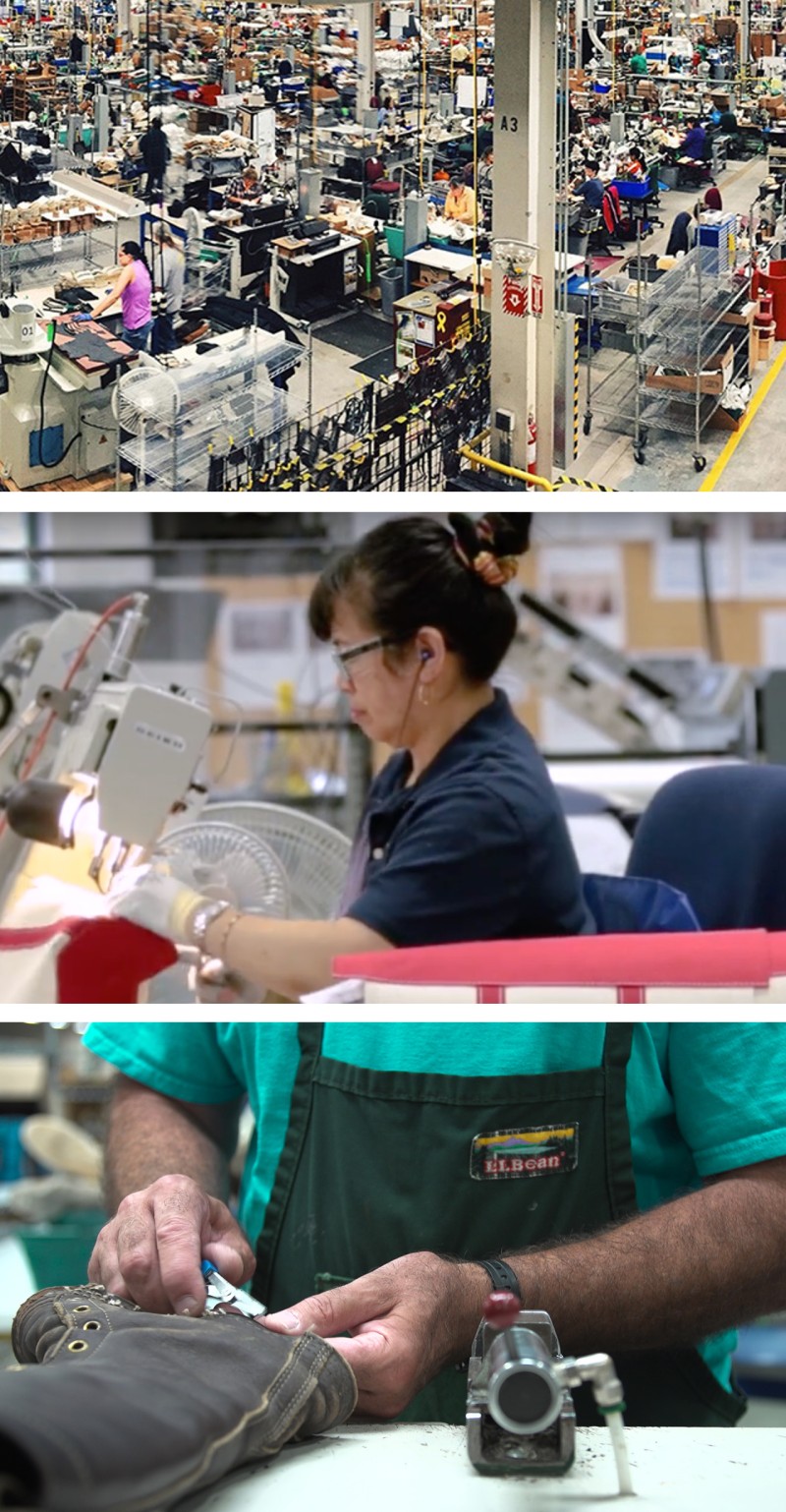 Collage of images of workers in factories.