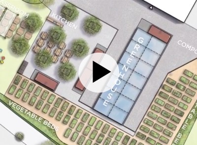 Watercolor rendering of the propsed Rider Farm project at Newark's West Side High School.