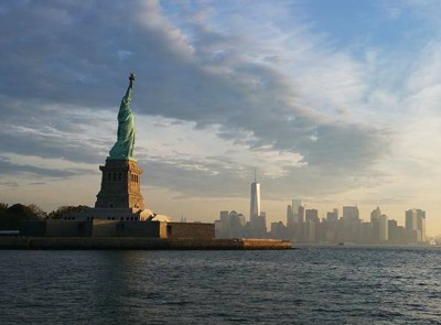 Staue of Liberty overlooking New York harbor