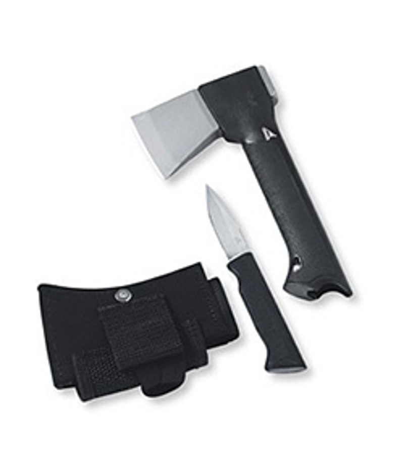 Gerber Axe, knife and sheaths.