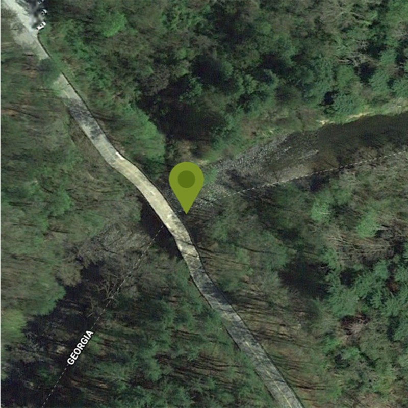Satellite view of the Chattooga River at Russell Bridge.