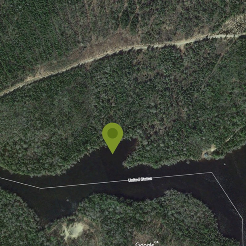 Satellite view of the St. Croix River at Russell's Landing, Vanceboro, Maine.