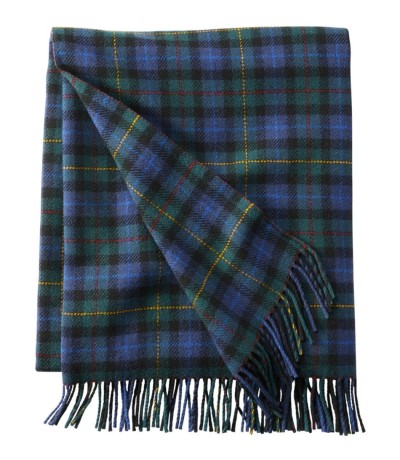 A black and blue checked Washable Wool Throw.