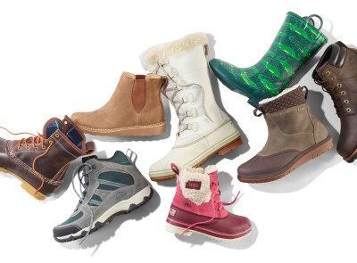 An assortment of winter boots.