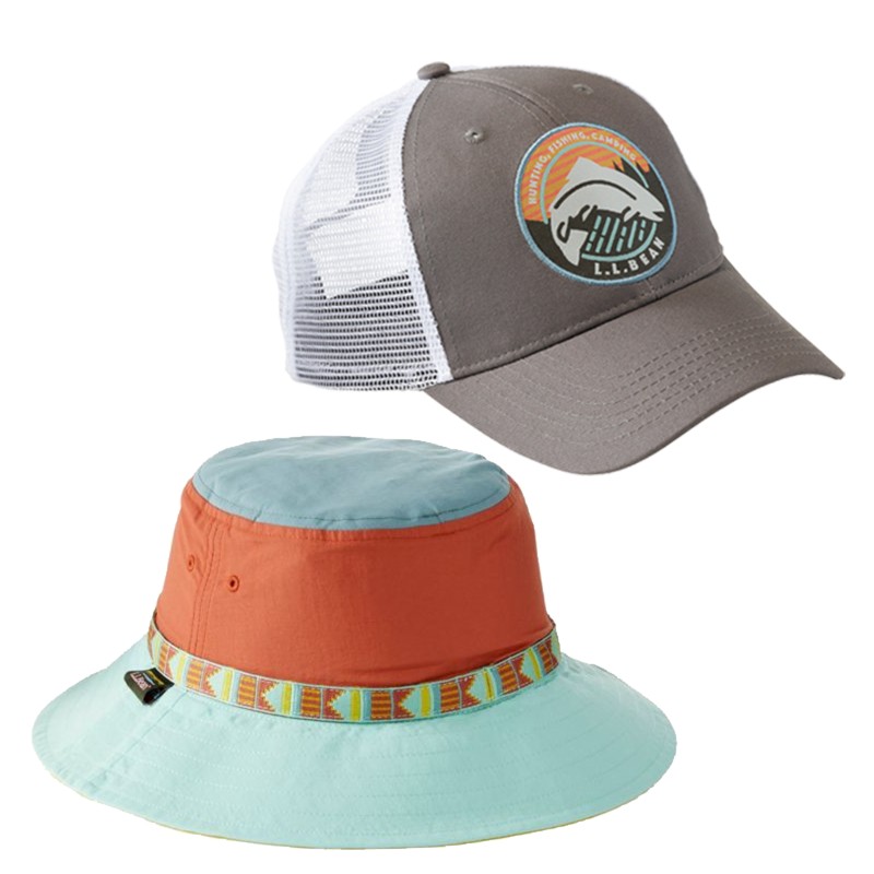 A L.L.Bean trucker hat and bucket hat