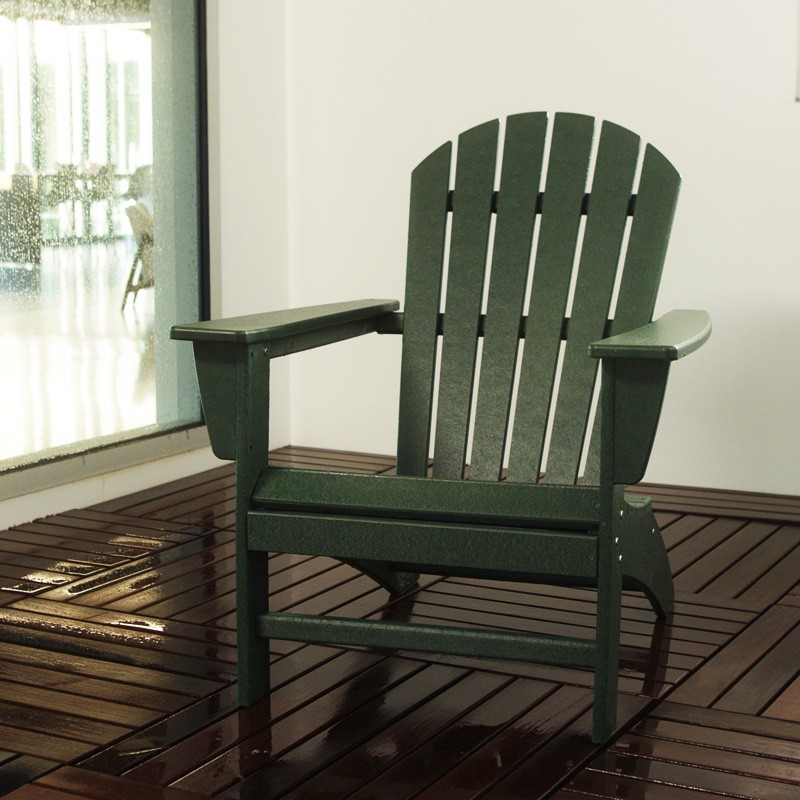 A clean adirondack chair.