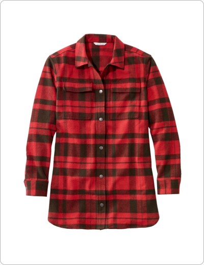 Signature Chamois Shirt Snapfront Plaid, Fiery Red.