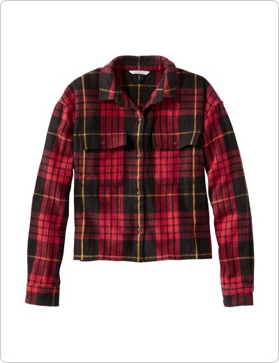 Women's Signature Heritage Textured Flannel Shirt, Cropped, Royal Red.