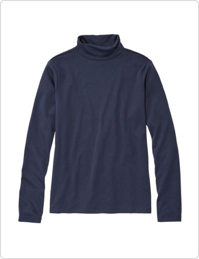 Women's Pima Cotton Turtleneck, Long-Sleeve, Raven Bllue.