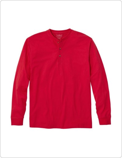 Men's Regular Carefree Unshrinkable Henley, Dark Breton Red.