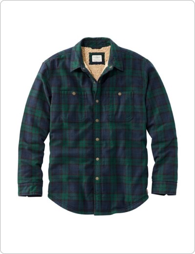 Sherpa Lined Scotch Plaid Shirt, Black Watch.