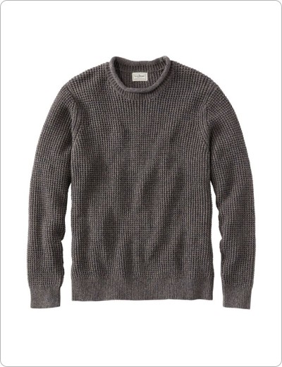 Bean's Organic Cotton Rollneck Crew Sweater, Dark Cinder.