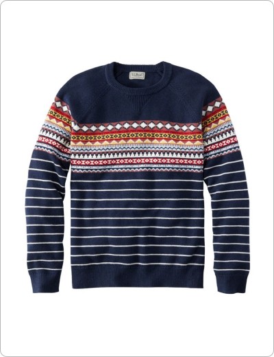 Wicked Soft Cotton Cashmere Crew Sweater, Classic Navy Fair Isle.