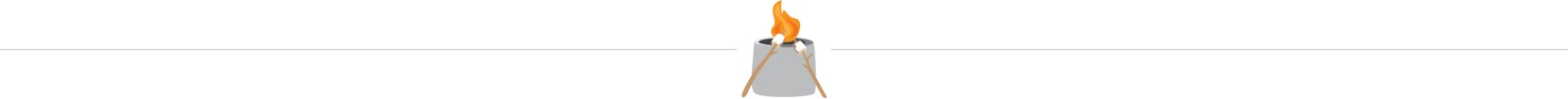 Illustration of a fire pit with marshmallows on sticks.