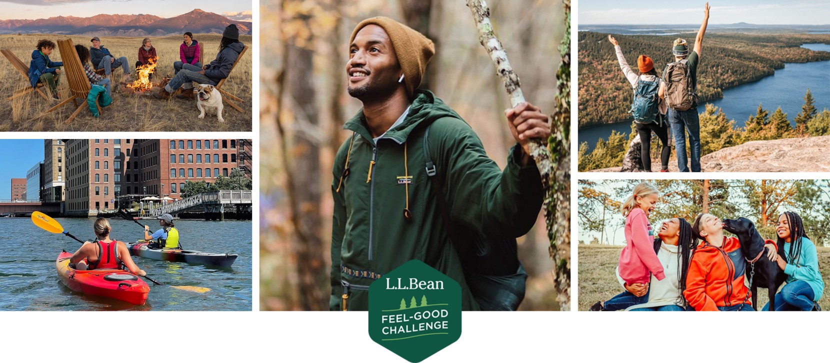 Collage of people active in the outdoors