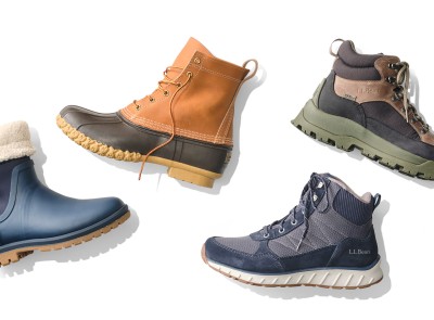 An assortment of winter boots.