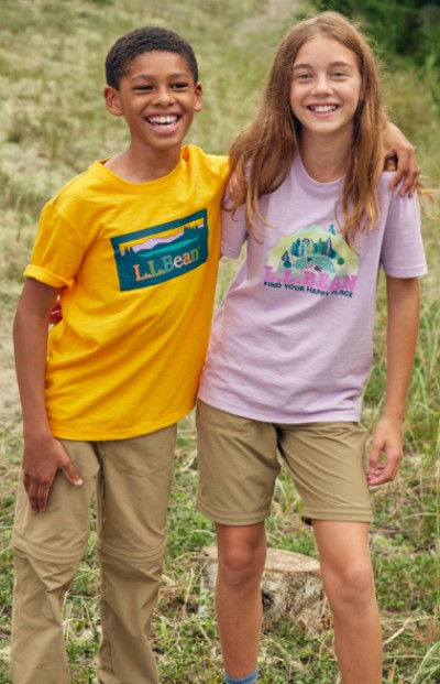 Image of two young kids wearing LL Bean spring clothing.