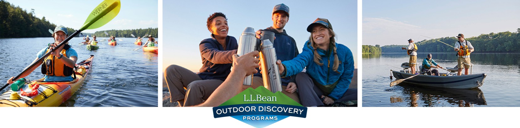 Collage of people active in the outdoors