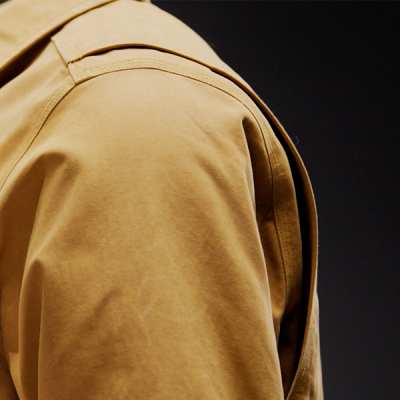 A close up detail shot of the windchallenger jacket styled in a way that accentuates the plush 650 Fill Downtek down
