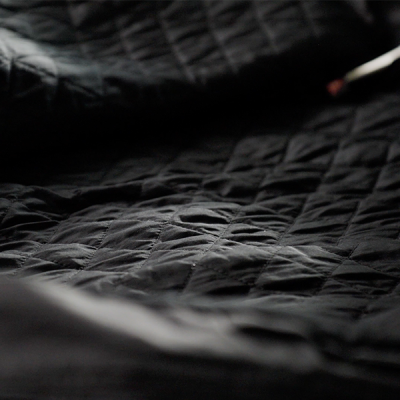 A close up view of the jacket lining