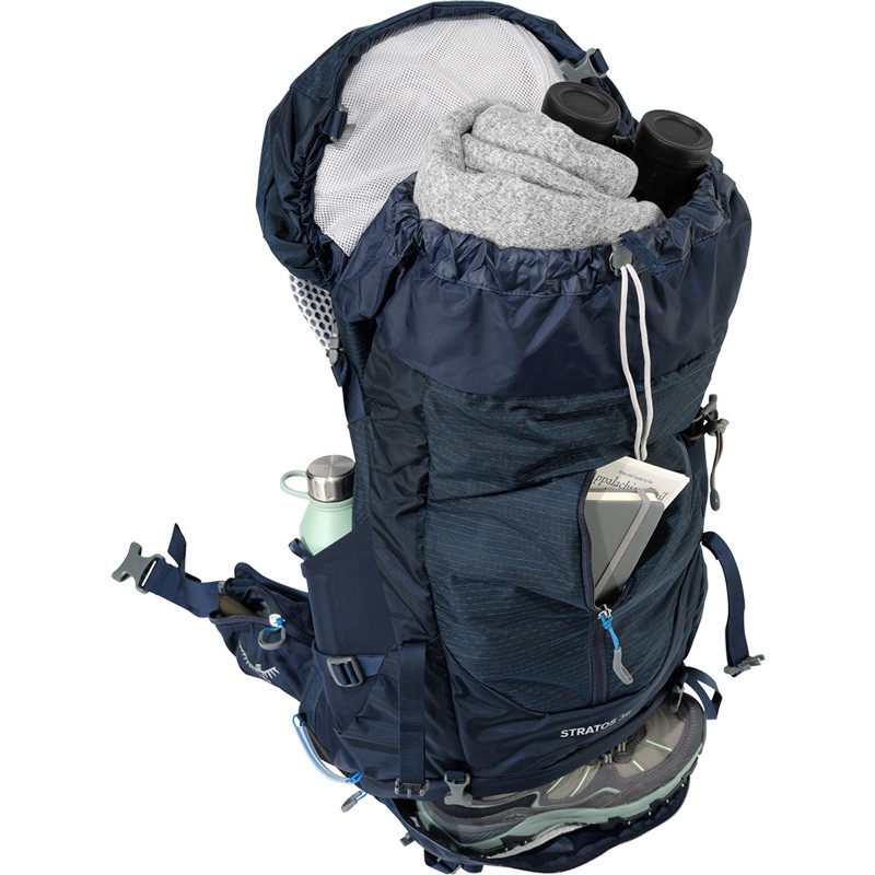 A large pack open to show some contents.