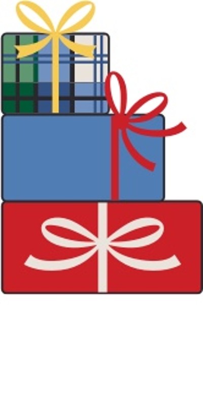 Festive illustration of three gift boxes with bows.