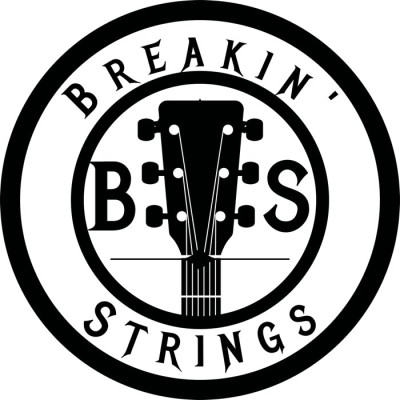 Breakin' Strings black & white round logo.