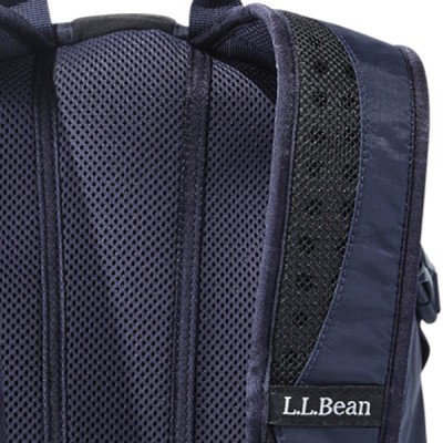 A blue L L Bean backpack with mesh padding and a shoulder strap featuring the L.L.Bean logo.