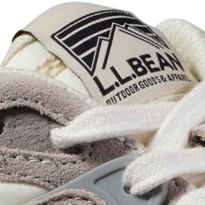Close up overhead view of sneaker tongue and lace.