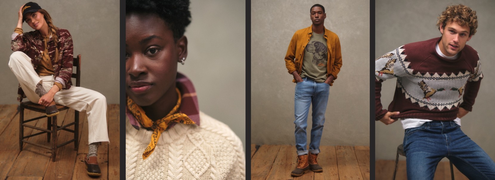Models wearing a collection of Signature clothes.