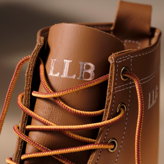 Close-up of the tongue and laces of a Bean Boot.