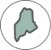 An illustration of the state of Maine inside a circle.