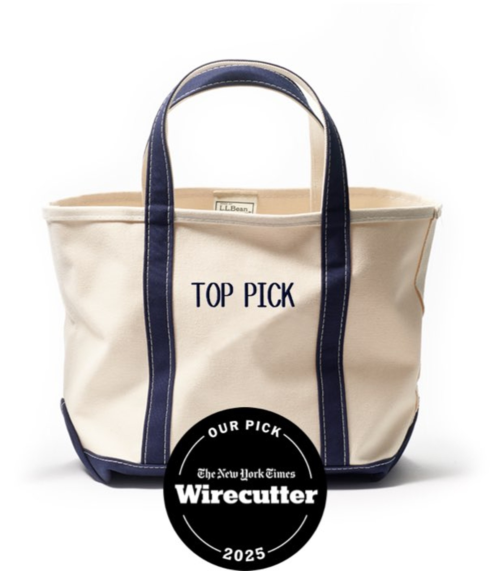Canvas tote bag with a monogram that reads Top Pick shown with the Wirecutter 2025 logo.