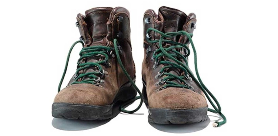 A pair of worn L.L.Bean boots.