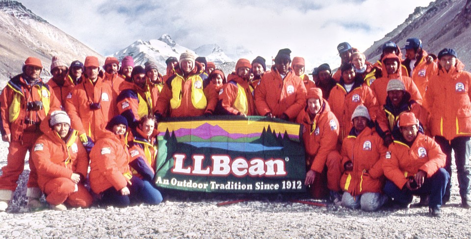 A photo of the L.L.Bean sponsored 1990 International Peace Climb on Mt Everest.