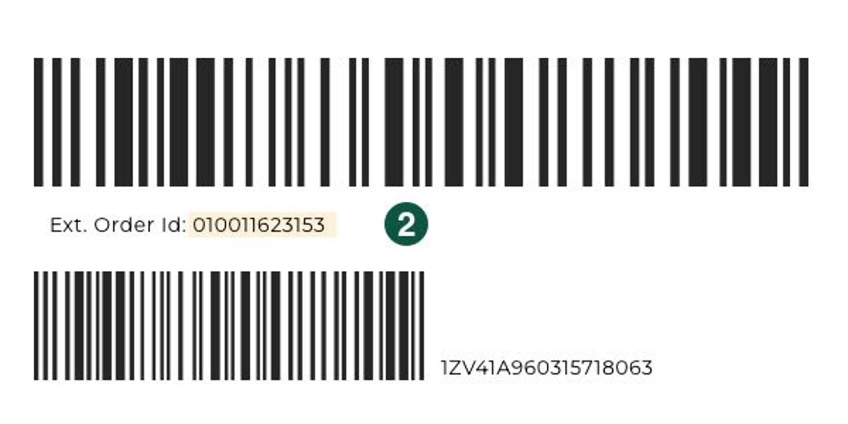 Alternate packing slip with 12 digit order number highlighted