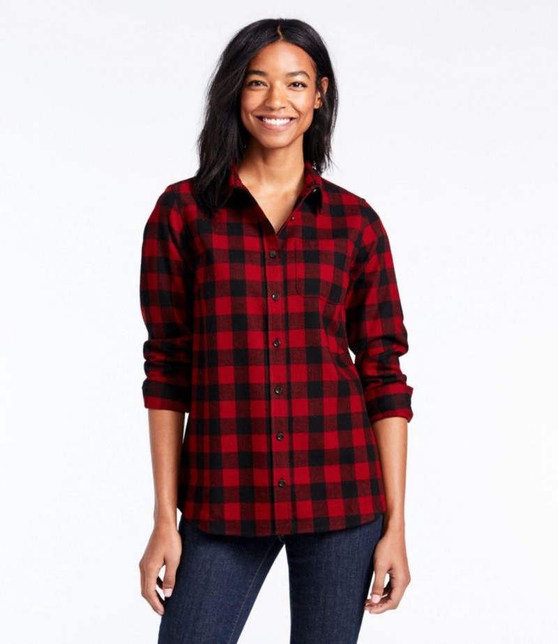 woman in flannel shirt