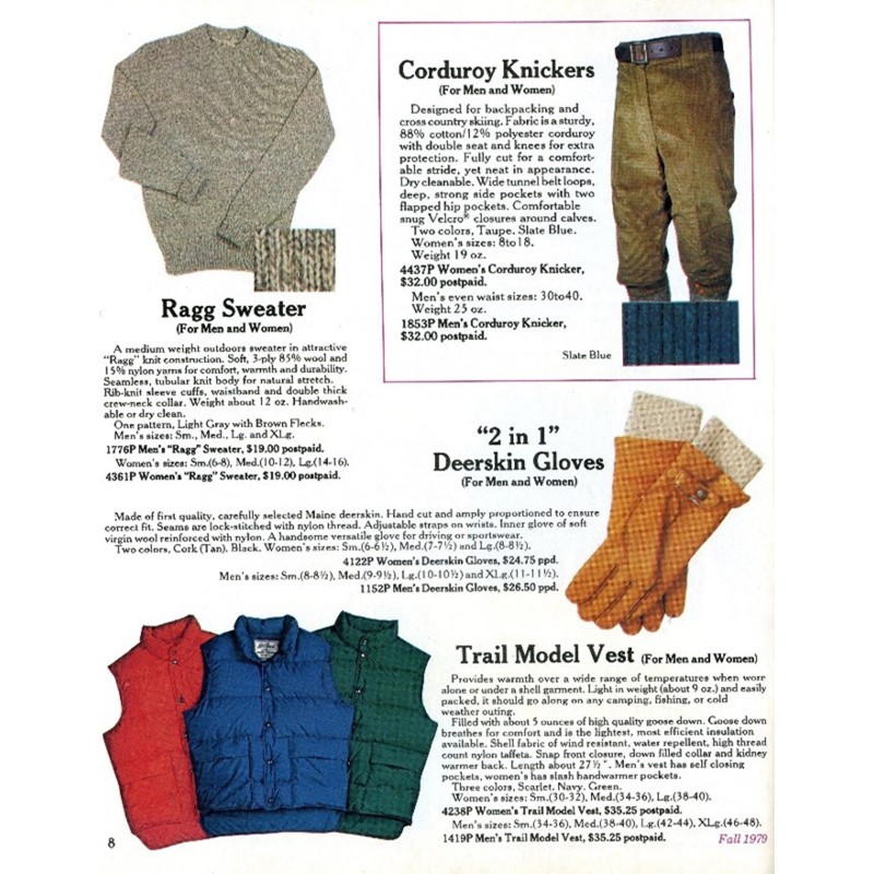Catalog page from 1979 with the first introduction to the "ragg" sweater