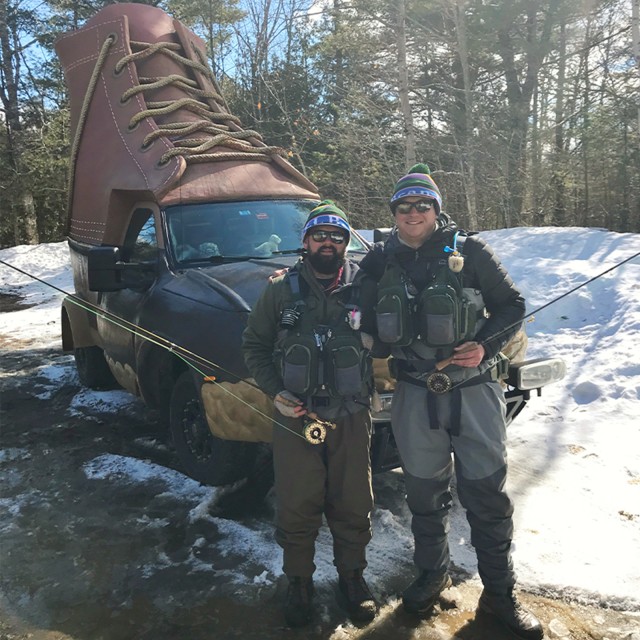 Bootmobile drivers enjoying time to fish on the road.