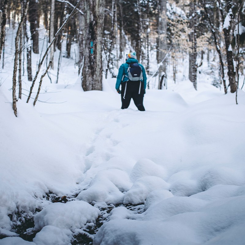 Mirna Valerio on a snowy hike