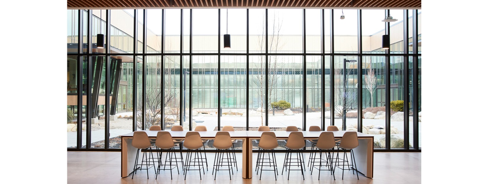 Common workspace overlooking the interior courtyard