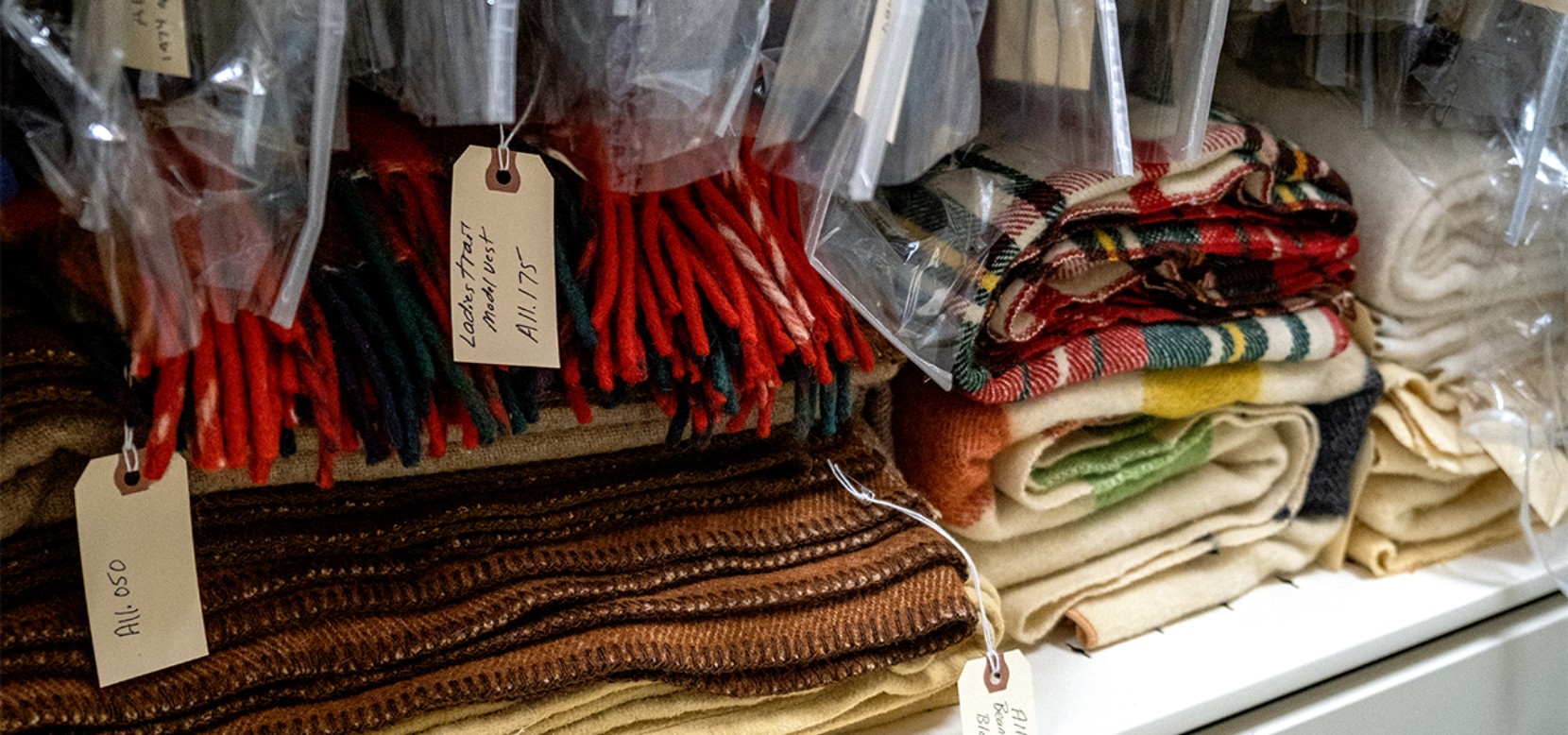 Pile of blankets in the L.L.Bean Archives