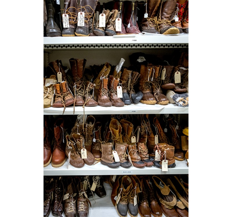 A Cabinet of Bean Boots in the L.L.Bean Archives